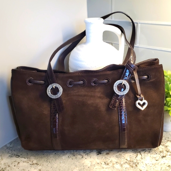 Brighton Chocolate Brown Suede & Leather Purse - Picture 1 of 4